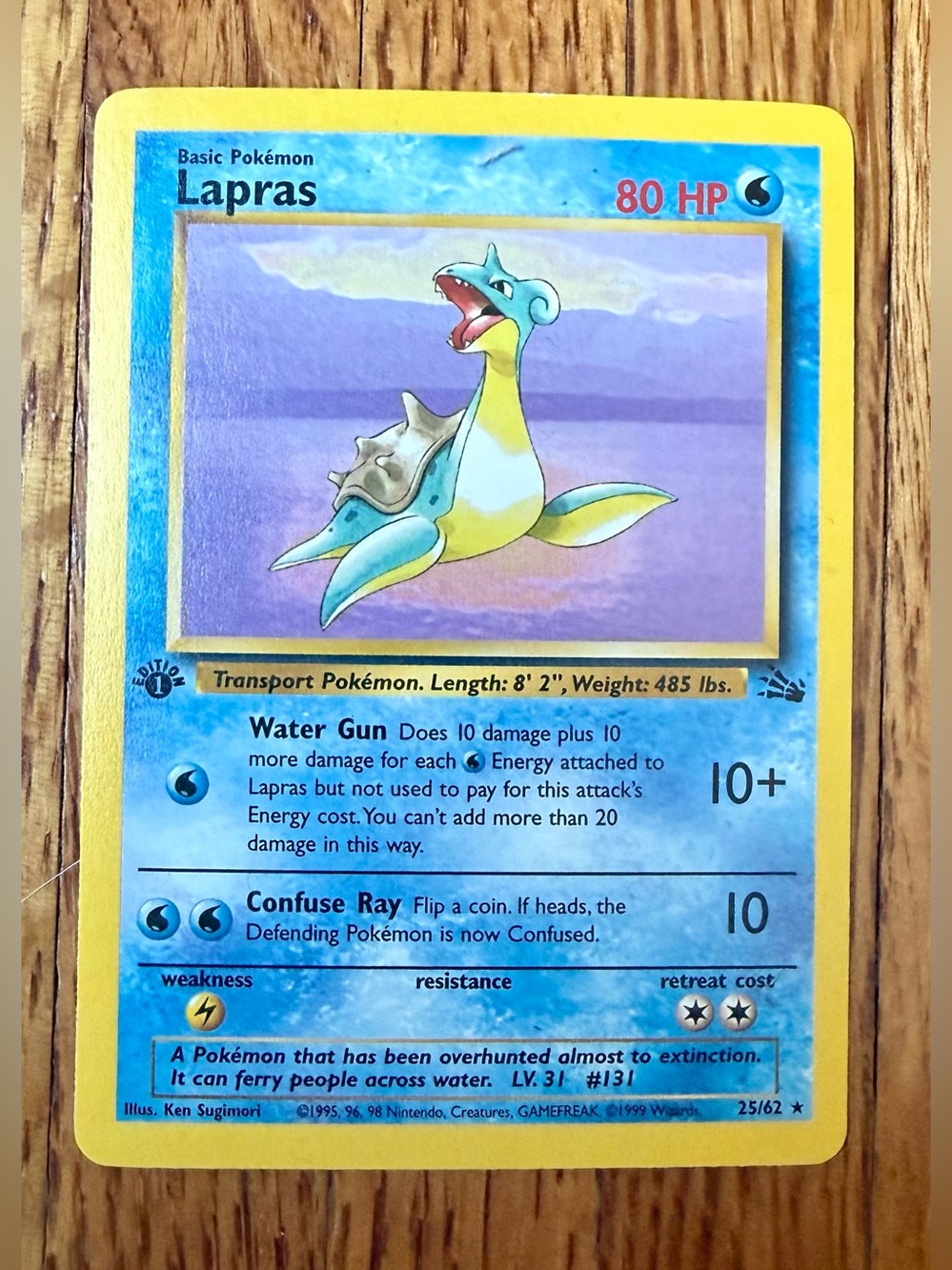 Pokémon Card - Lapras, 25/62, First Edition Rare